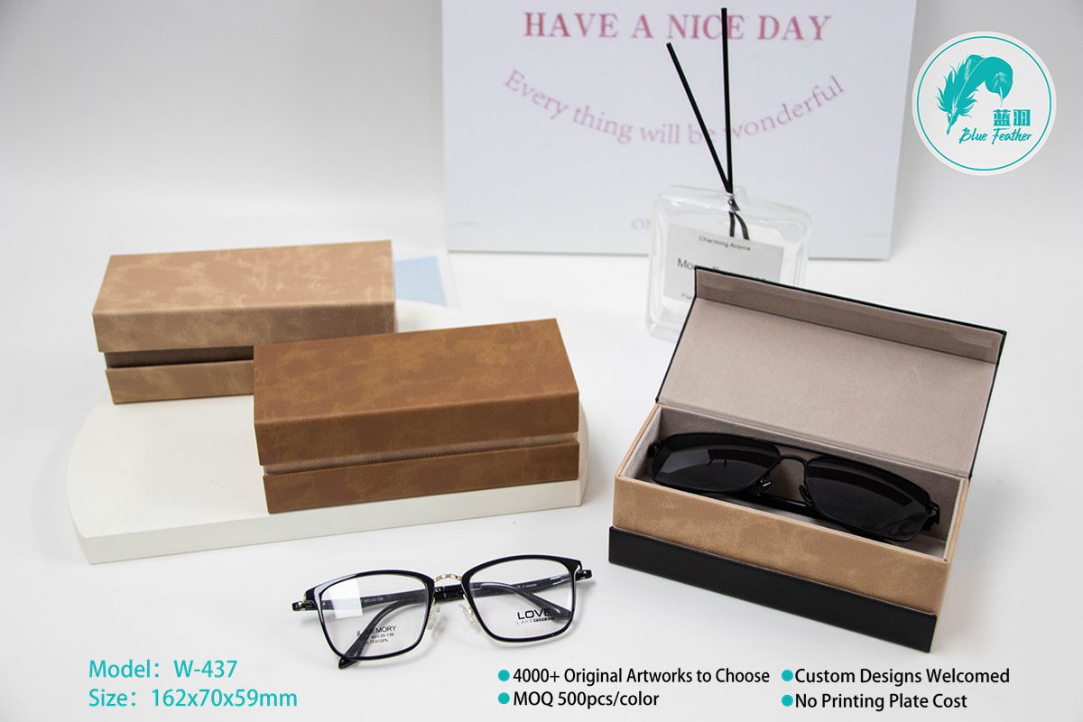 Portable Double Layer Pu Leather Handmade Eyewear Case for Business